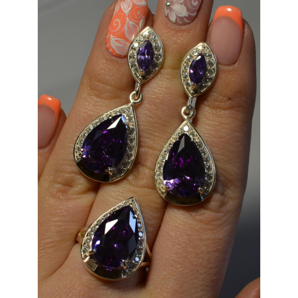 Серебряный набор с напайками из золота (038)