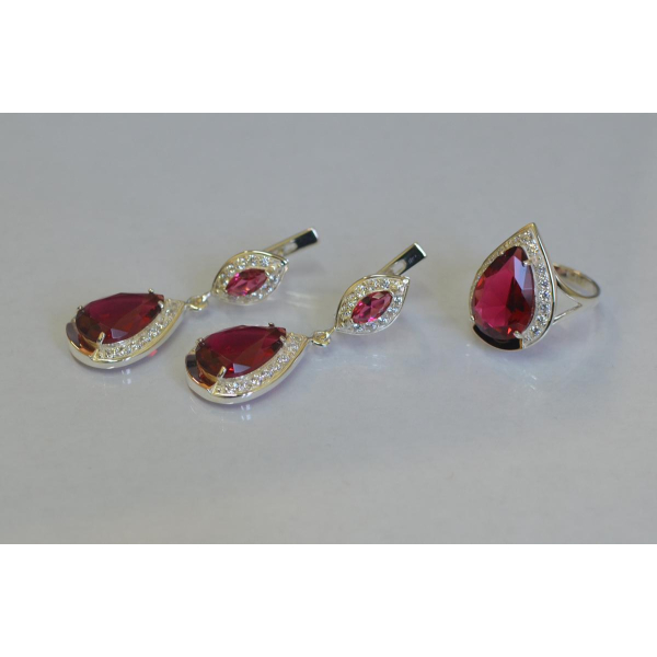 Серебряный набор с напайками из золота (038)