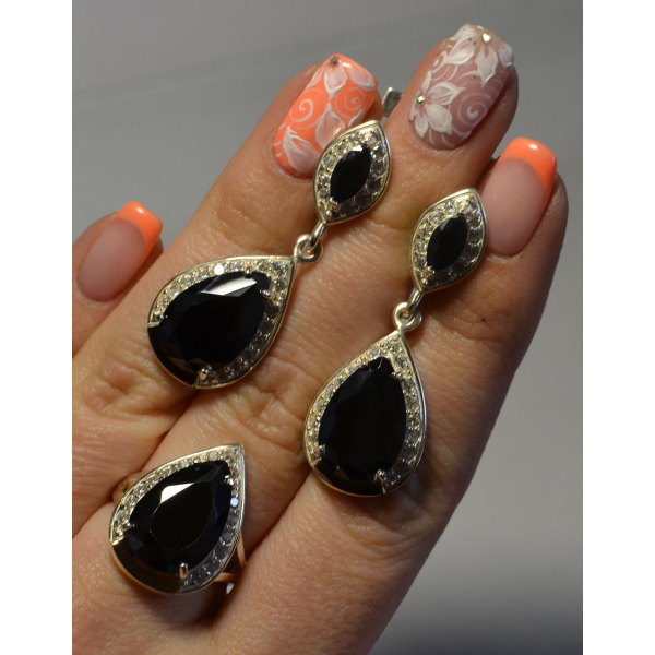 Серебряный набор с напайками из золота (038)