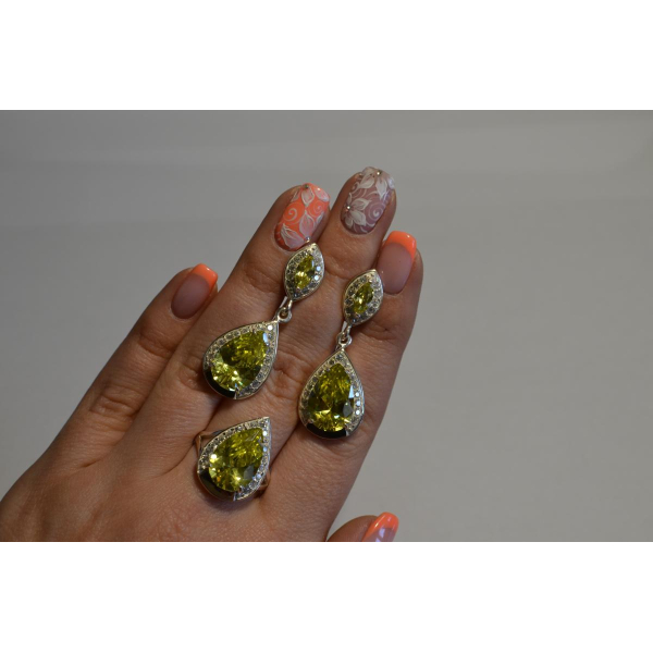 Серебряный набор с напайками из золота (038)