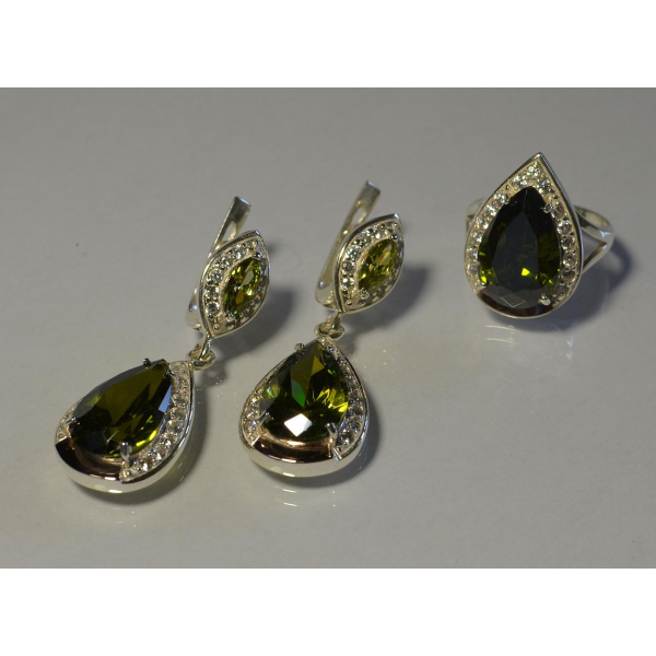 Серебряный набор с напайками из золота (038)