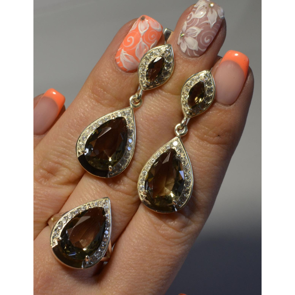 Серебряный набор с напайками из золота (038)