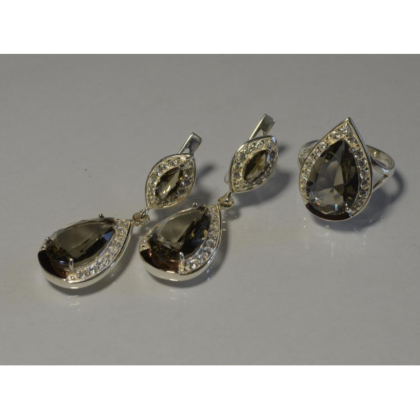 Серебряный набор с напайками из золота (038)