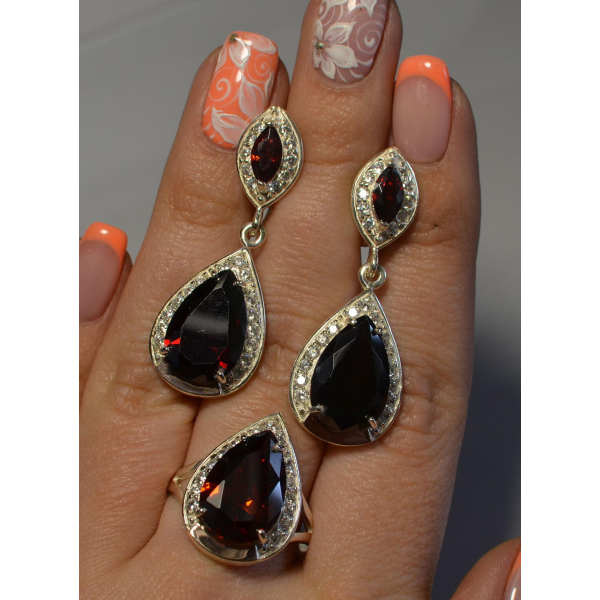 Серебряный набор с напайками из золота (038)