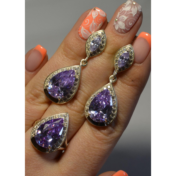 Серебряный набор с напайками из золота (038)