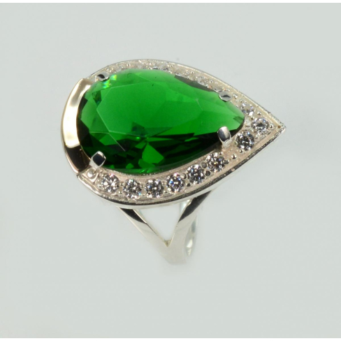 Серебряное кольцо  с пластинами из золота