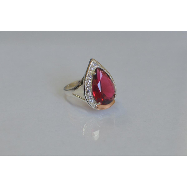 Серебряное кольцо  с пластинами из золота (038к)