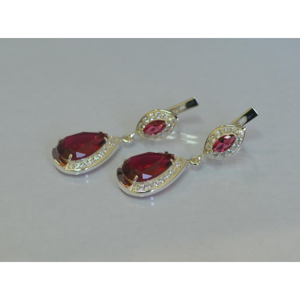 Серебряные серьги с  накладками из золота (038с)