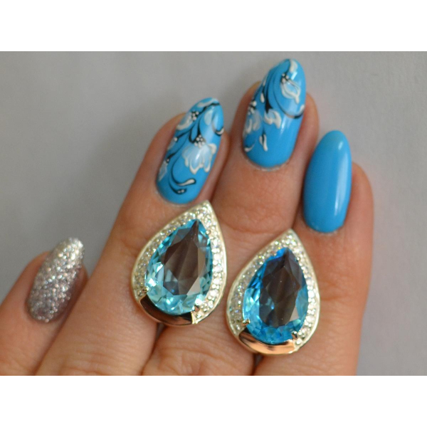 Серебряные серьги с золотыми пластинами (038с2)