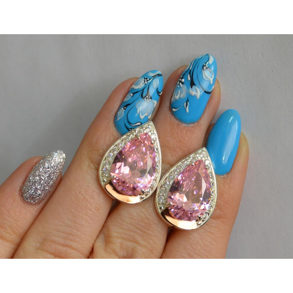 Серебряные серьги с золотыми пластинами (038с2)