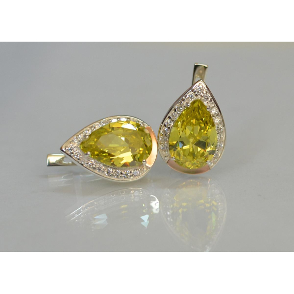 Серебряные серьги с золотыми пластинами (038с2)