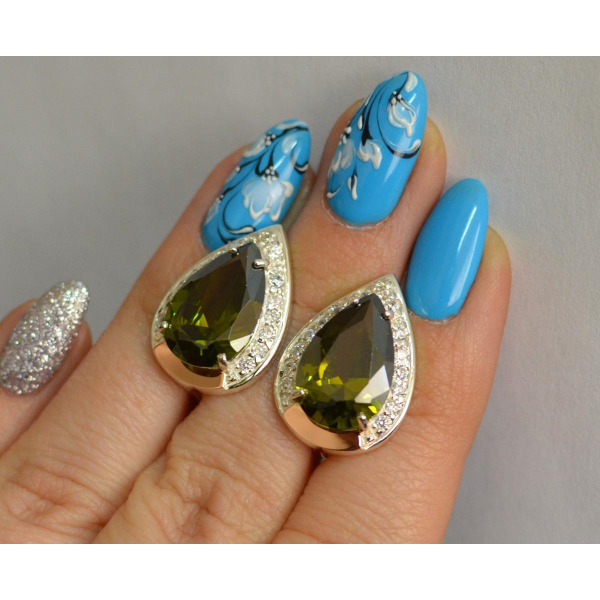 Серебряные серьги с золотыми пластинами (038с2)