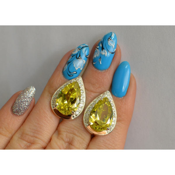 Серебряные серьги с золотыми пластинами (038с2)