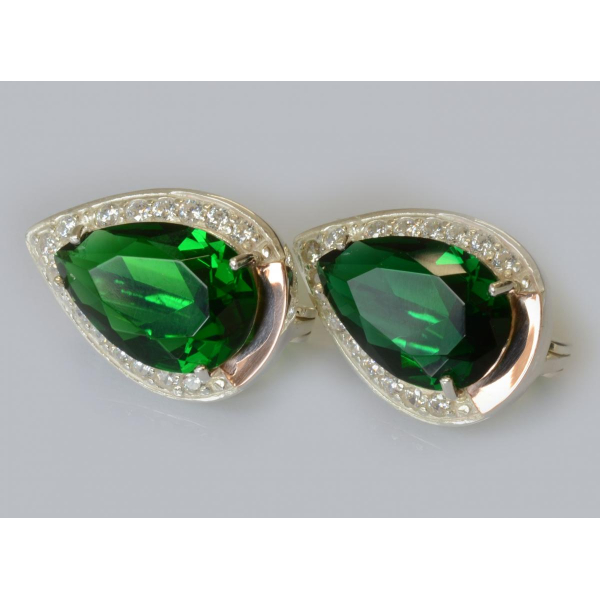 Серебряные серьги с золотыми пластинами (038с2)