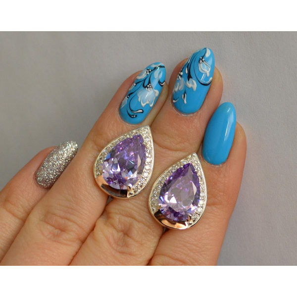 Серебряные серьги с золотыми пластинами (038с2)