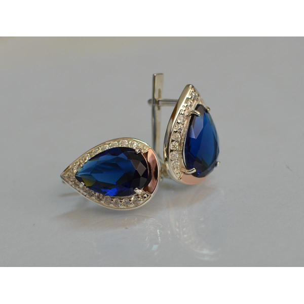 Серебряные серьги с золотыми пластинами (038с2)