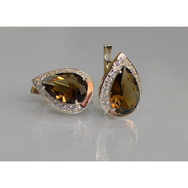 Серебряные серьги с золотыми пластинами (038с2)