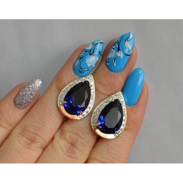 Серебряные серьги с золотыми пластинами (038с2)