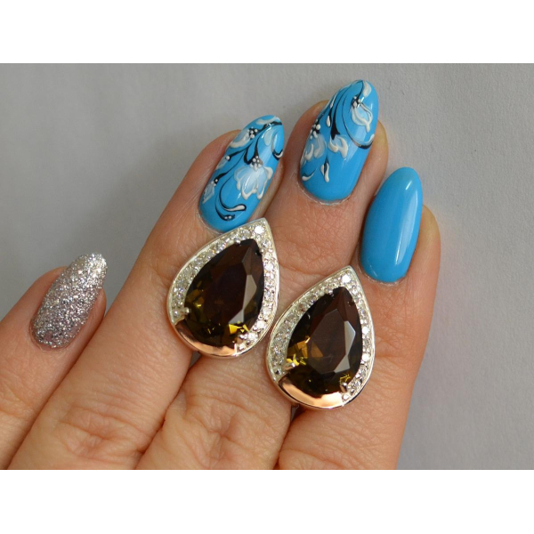 Серебряные серьги с золотыми пластинами (038с2)