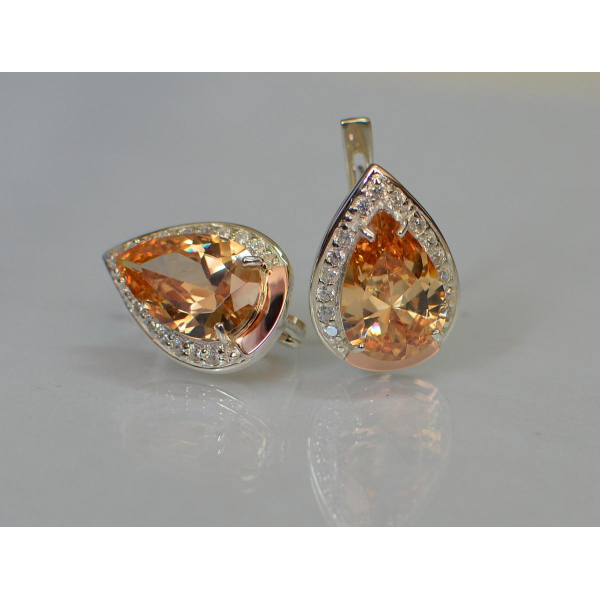 Серебряные серьги с золотыми пластинами (038с2)