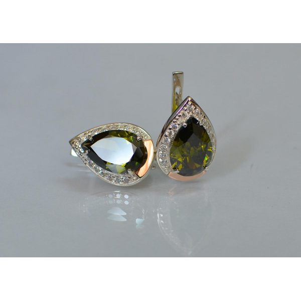 Серебряные серьги с золотыми пластинами (038с2)