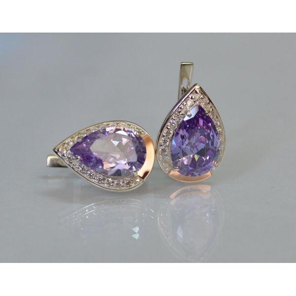 Серебряные серьги с золотыми пластинами (038с2)