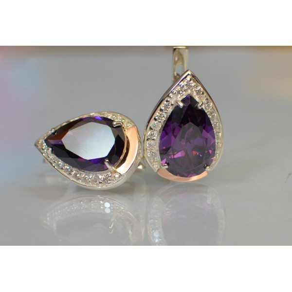 Серебряные серьги с золотыми пластинами (038с2)