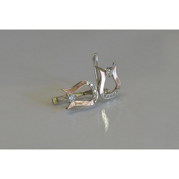 Серебряные серьги  с пластинами из золота (039с)