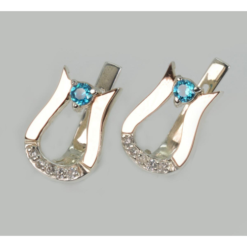 Срібні сережки з пластинами із золота