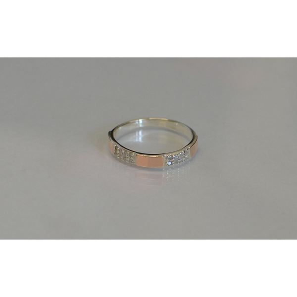 Серебряное кольцо  с пластинами из золота (041к)