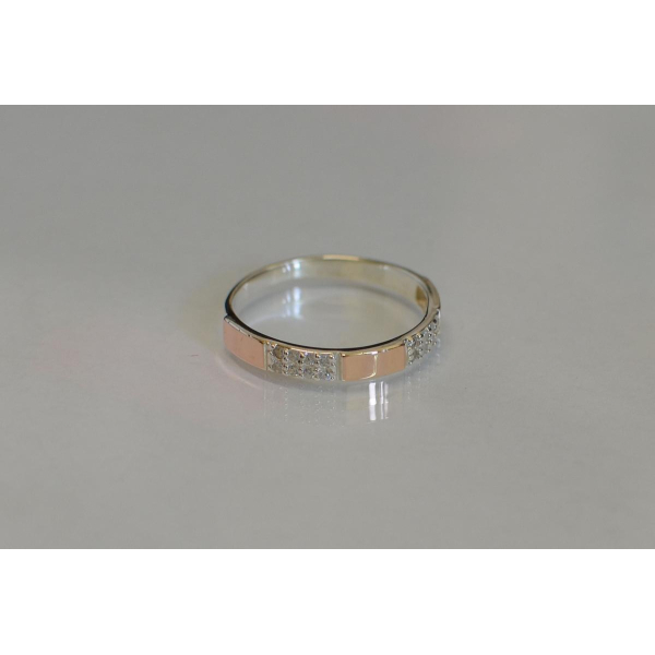 Серебряное кольцо  с пластинами из золота (041к)