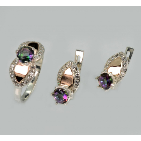 Серебряный набор с золотыми напайками