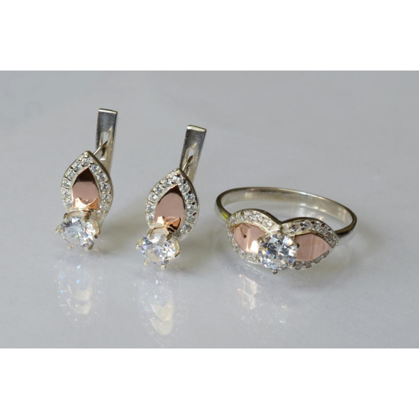 Серебряный набор с золотыми напайками (042)