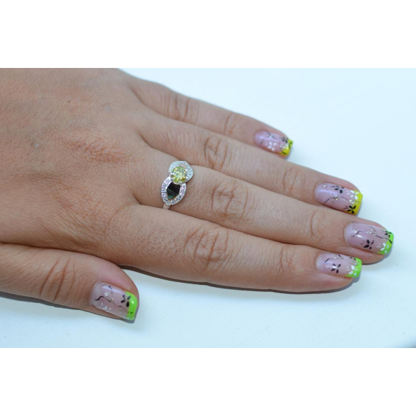 Серебряное кольцо со вставками из золота (042к)