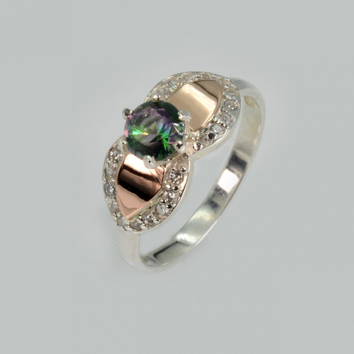 Серебряное кольцо со вставками из золота (042к)