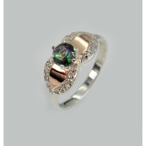 Серебряное кольцо со вставками из золота