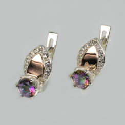 Серебряные серьги с золотыми вставками