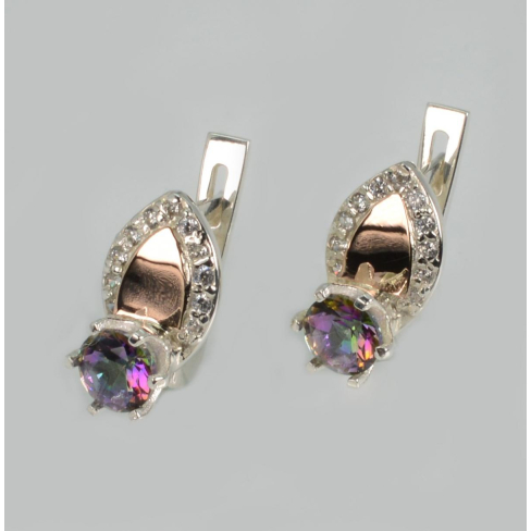 Серебряные серьги с золотыми вставками