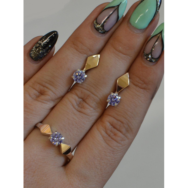 Серебряный набор с пластинами из золота (044)