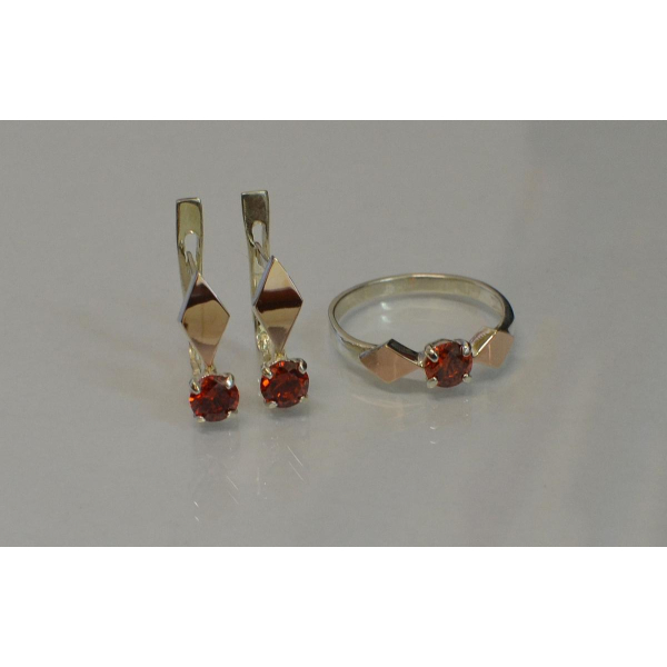 Серебряный набор с пластинами из золота (044)