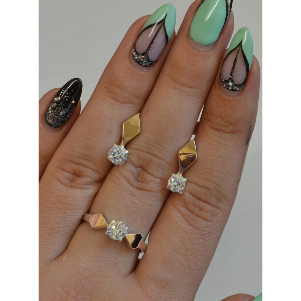 Серебряный набор с пластинами из золота (044)