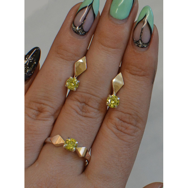 Серебряный набор с пластинами из золота (044)