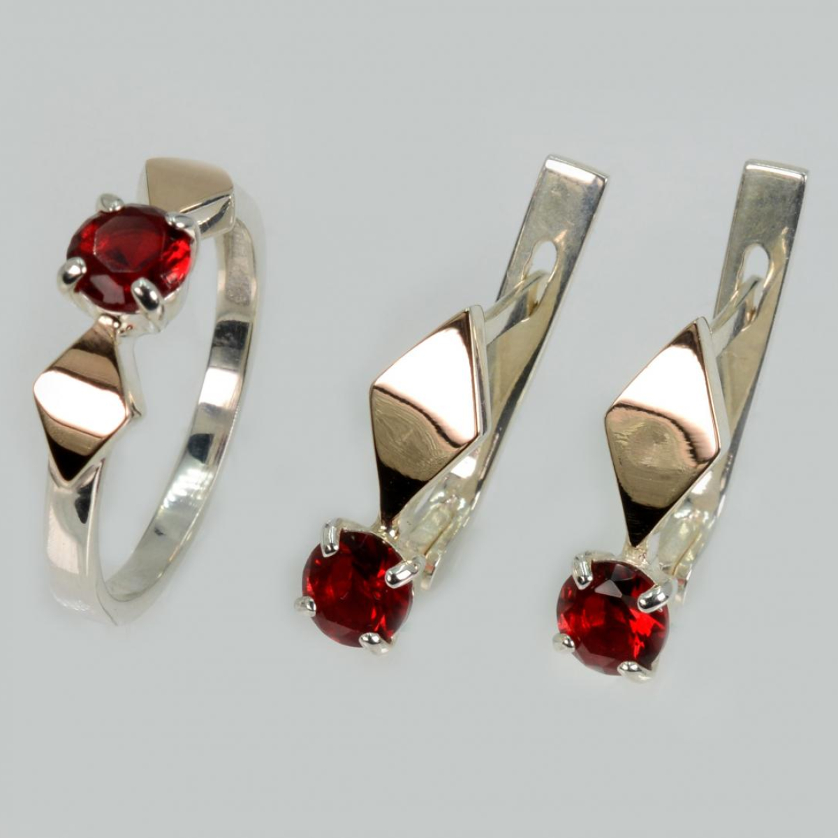 Серебряный набор с пластинами из золота (044)