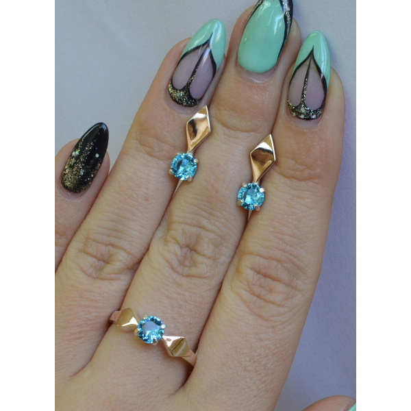 Серебряный набор с пластинами из золота (044)