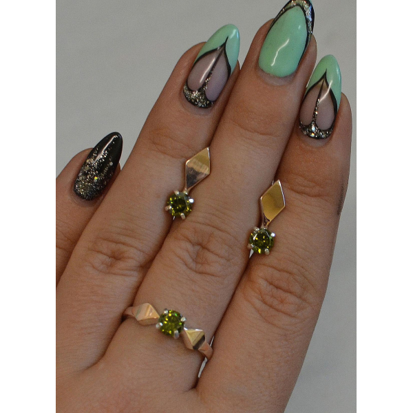 Серебряный набор с пластинами из золота (044)