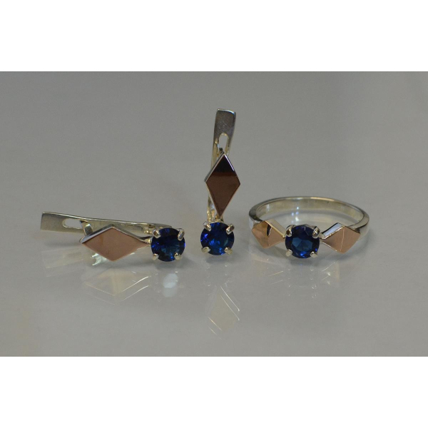 Серебряный набор с пластинами из золота (044)