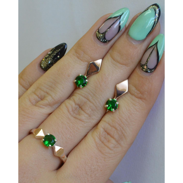 Серебряный набор с пластинами из золота (044)