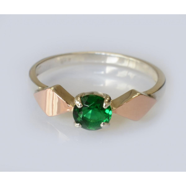 Серебряное кольцо со вставками из золота (044к)