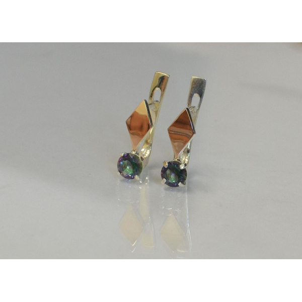 Серебряные серьги с золотыми пластинами (044с)