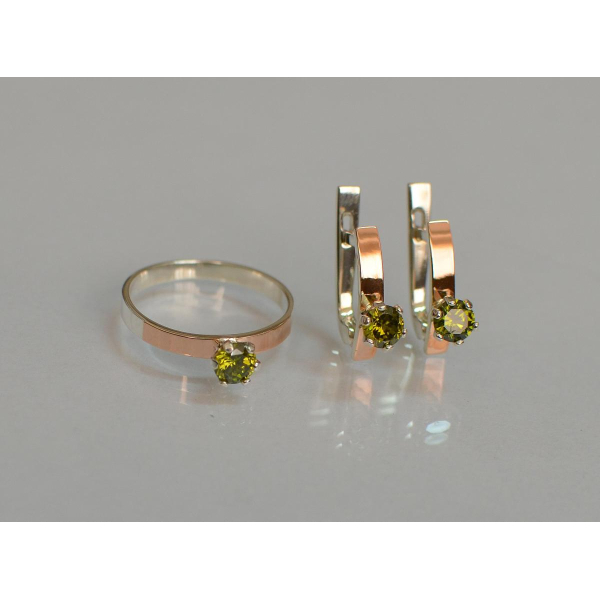 Комплект серебряный  с золотыми напайками (045)